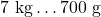 7 \text{ kg} \dots 700 \text{ g}