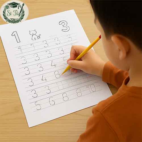Bộ tập tô số nét đứt từ 1 đến 10 cho bé