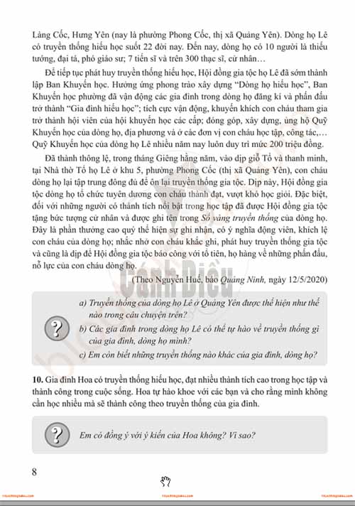 Giải Bài 1 (Trang 5-9) SBT Giáo dục công dân lớp 6 Cánh diều: Tự hào về truyền thống gia đình dòng họ
