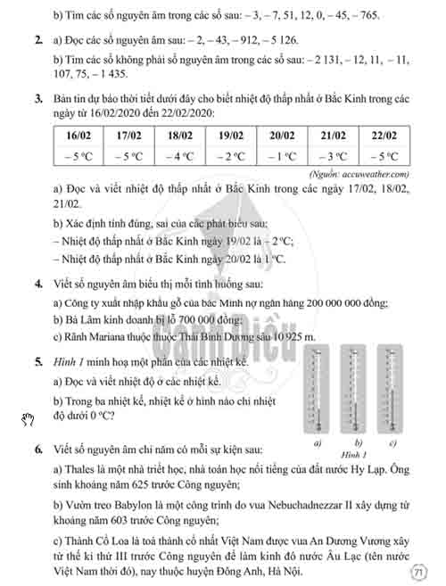 Giải Bài 1 tới bài 7 Tiết 1 chương II (trang 70-72) SBT Toán lớp 6 Cánh diều tập 1