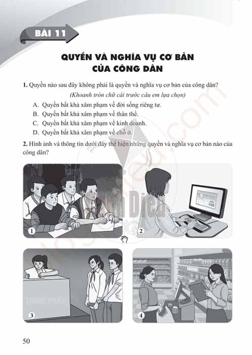 Giải Bài 11 (Trang 50-54) SBT Giáo dục công dân lớp 6 Cánh diều: Quyền và nghĩa vụ cơ bản của công dân