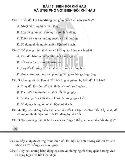 Giải Bài 15 từ Câu 1 tới câu 7 (trang 70-71) SBT Lịch sử và Địa lí lớp 6 Cánh diều Phần Địa lí