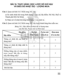 Giải Bài 16 từ Câu 1 tới câu 2 (trang 71) SBT Lịch sử và Địa lí lớp 6 Cánh diều Phần Địa lí