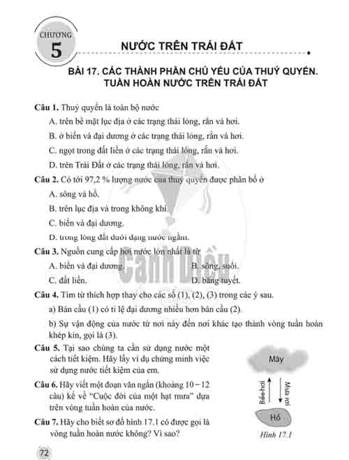 Giải Bài 17 từ Câu 1 tới câu 2 (trang 71) SBT Lịch sử và Địa lí lớp 6 Cánh diều Phần Địa lí