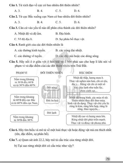 Giải Bài 22 từ câu 1 tới câu 7 (trang 78-80) SBT Lịch sử và Địa lí lớp 6 Cánh diều Phần Địa lí
