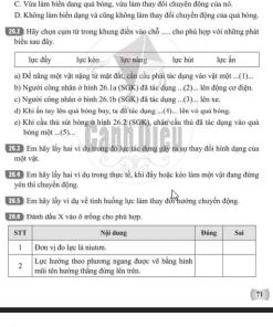Giải Bài 26 (Trang 71-72) SBT Khoa học tự nhiên lớp 6 Cánh diều Lực và tác dụng của lực