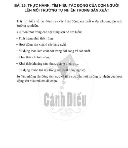 Giải Bài 26 (trang 84) SBT Lịch sử và Địa lí lớp 6 Cánh diều Phần Địa lí