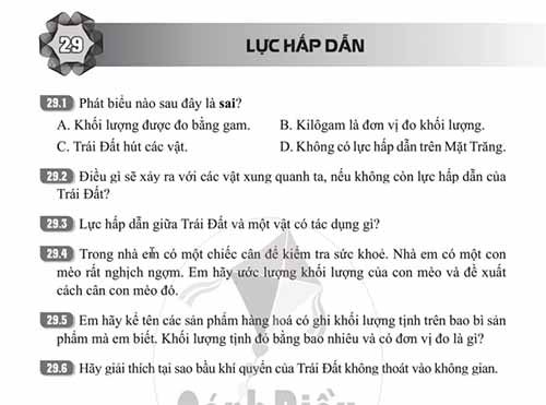Giải Bài 29 (Trang 74) SBT Khoa học tự nhiên lớp 6 Cánh diều: Lực hấp dẫn
