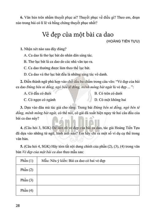 Giải Bài 4: Văn bản nghị luận (trang 26 đến 32) SBT Ngữ văn lớp 6 Cánh diều tập 1