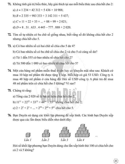 Giải Bài 66 tới bài 76 tiết 8 chương I (trang 24-25) SBT Toán lớp 6 Cánh diều tập 1