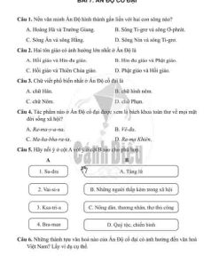 Giải Bài 7 từ Câu 1 tới câu 7 (trang 15-16) SBT Lịch sử và Địa lí lớp 6 Cánh diều Phần Lịch sử