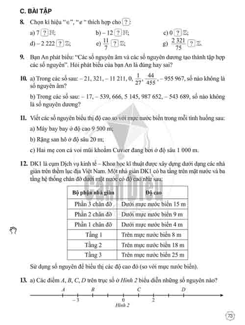 Giải Bài 8 tới bài 18 Tiết 2 chương II (trang 73-74) SBT Toán lớp 6 Cánh diều tập 1