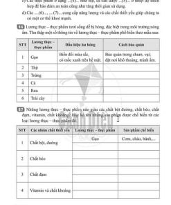Giải Bài 9 (Trang 25-27) SBT Khoa học tự nhiên lớp 6 Cánh diều: Một số lương thực - thực phẩm thông dụng
