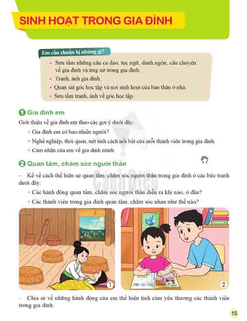 Giải Hoạt động trải nghiệm hướng nghiệp lớp 6 Cánh diều Chủ đề 2 Bài 2 Sinh hoạt trong gia đình (Trang 15-17)