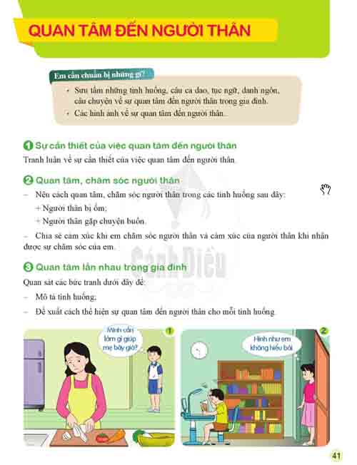 Giải Hoạt động trải nghiệm hướng nghiệp lớp 6 Cánh diều Chủ đề 6 Bài 2 Quan tâm đến người thân (Trang 41-43)