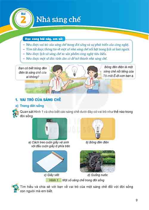 Giải SGK Công nghệ lớp 5 Kết nối tri thức Phần 1 Bài 2 Nhà sáng chế (trang 9-13)