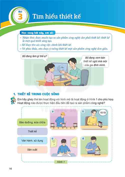 Giải SGK Công nghệ lớp 5 Kết nối tri thức Phần 1 Bài 3 Tìm hiểu thiết kế (trang 14-16)