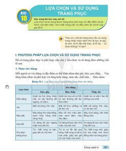 Giải SGK Công nghệ lớp 6 Cánh diều Bài 10: Lựa chọn và sử dụng trang phục (trang 51-56)