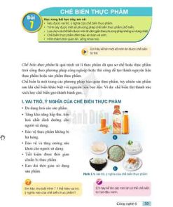 Giải SGK Công nghệ lớp 6 Cánh diều Bài 7: Chế biến thực phẩm (trang 33-38)