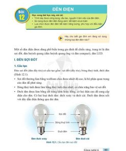 Giải SGK Công nghệ lớp 6 Cánh diều Chủ đề 4 Bài 12 Đèn điện (trang 63-67)
