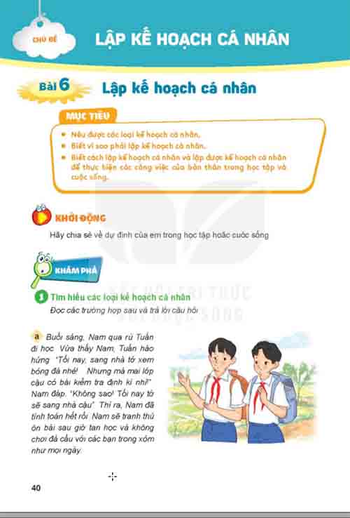 Giải SGK Đạo đức lớp 5 Kết nối tri thức Bài 6: Lập kế hoạch cá nhân (Trang 40-46)