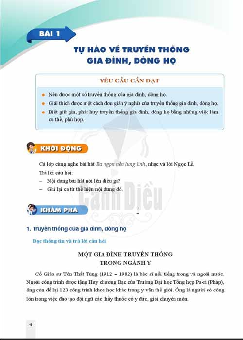 Giải SGK Giáo dục công dân lớp 6 Cánh diều Bài 1: Tự hào về truyền thống gia đình, dòng họ (Trang 4-8)