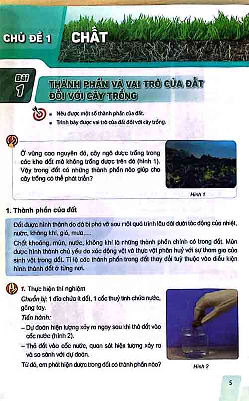 Giải SGK Khoa học lớp 5 Kết nối tri thức Chủ đề 1 Bài 1 Thành phần và vai trò của đất đối với cây trồng (trang 5-8)