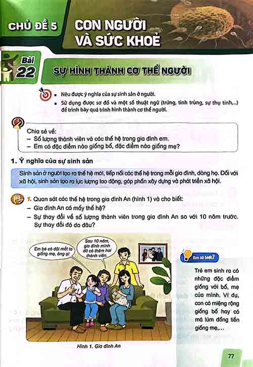 Giải SGK Khoa học lớp 5 Kết nối tri thức Chủ đề 5 Bài 22 Sự hình thành cơ thể người (trang 77-80)