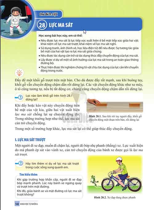 Giải SGK Khoa học tự nhiên lớp 6 Cánh diều Chủ đề 9 Bài 28: Lực ma sát (Trang 142-148)