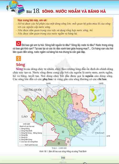 Giải SGK Lịch sử và Địa lí lớp 6 Cánh diều Phần Địa lí Bài 18 Sông - Nước ngầm và băng hà (trang 164-165)