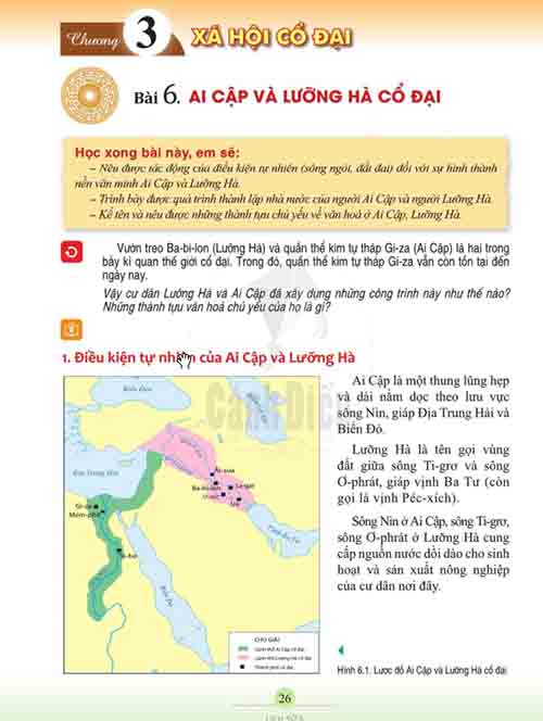 Giải SGK Lịch sử và Địa lí lớp 6 Cánh diều Phần Lịch sử Chương 3 Bài 6 Ai Cập và Lưỡng Hà cổ đại (Trang 26-30)