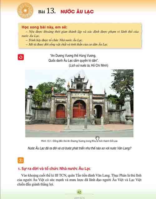 Giải SGK Lịch sử và Địa lí lớp 6 Cánh diều Phần Lịch sử Chương 5 Bài 12: Nước Âu Lạc (Trang 62-66)