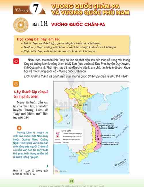 Giải SGK Lịch sử và Địa lí lớp 6 Cánh diều Phần Lịch sử Chương 7 Bài 18 Vương quốc Chăm-pa (trang 91-94)
