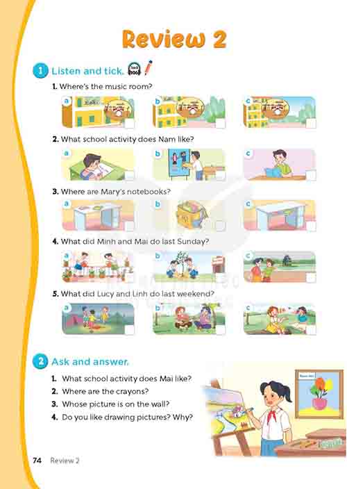Giải SGK Tiếng Anh lớp 5 tập 1 Global Success Review 2 (trang 74-77)