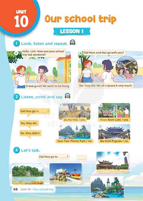Giải SGK Tiếng Anh lớp 5 tập 1 Global Success Unit 10 Our school trip (trang 68-73)
