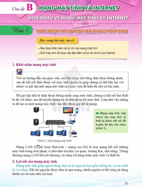 Giải SGK Tin học lớp 6 Cánh diều Chủ đề B Bài 1 Mạng máy tính và Internet (trang 21-23)