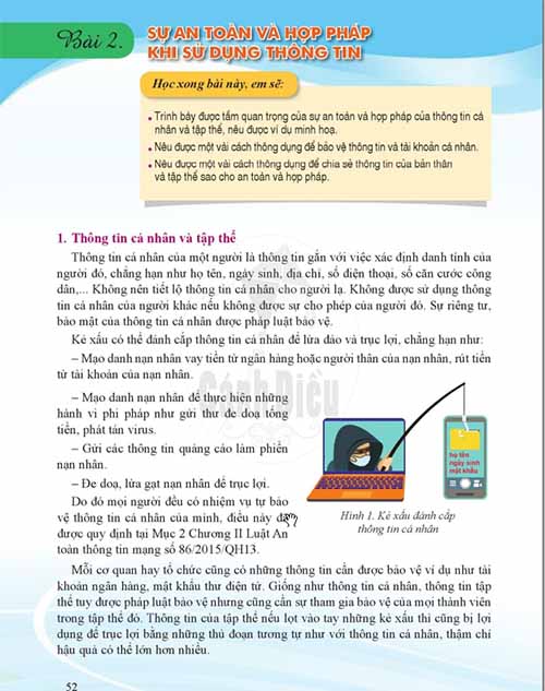 Giải SGK Tin học lớp 6 Cánh diều Chủ đề D Bài 2: Sự an toàn và hợp pháp khi sử dụng thông tin (trang 52-54)