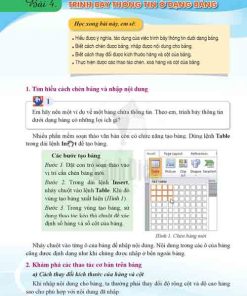 Giải SGK Tin học lớp 6 Cánh diều Chủ đề E Bài 4 Trình bày thông tin ở dạng bảng (trang 66-69)