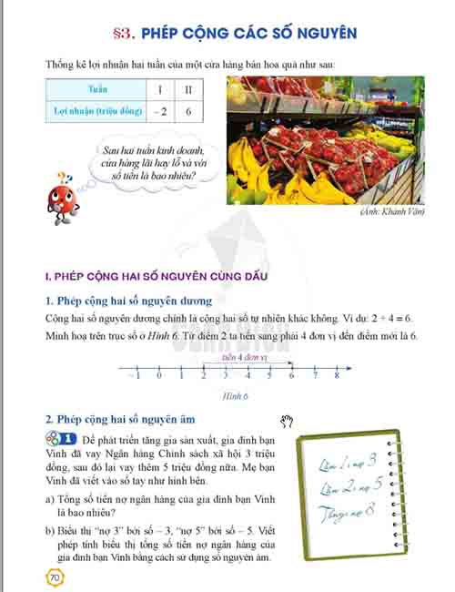 Giải SGK Toán lớp 6 Cánh diều Chương II Bài 3 Phép cộng các số nguyên (trang 70-75)