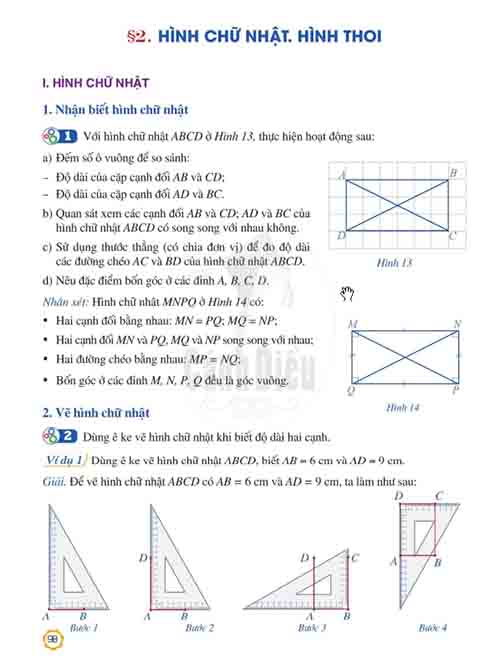 Giải SGK Toán lớp 6 Cánh diều Chương III Bài 2: Hình chữ nhật - Hình thoi (trang 98-101)