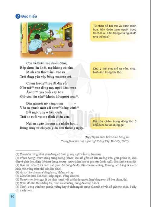 Soạn Ngữ văn 6 Cánh diều tập 1 Bài 2 Thơ Về thăm mẹ (trang 39-41)