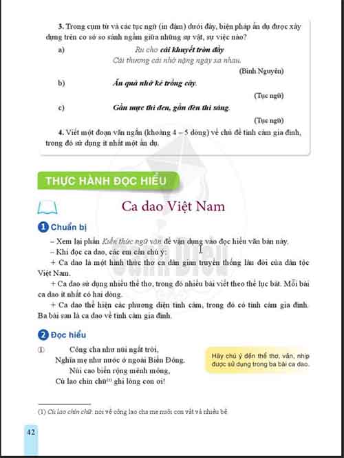 Soạn Ngữ văn 6 Cánh diều tập 1 Bài 2: Thực hành tiếng Việt và Thực hành đọc hiểu (trang 41-43)