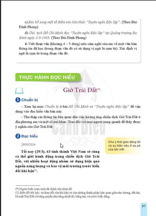 Soạn Ngữ văn 6 Cánh diều tập 1 Bài 5: Thực hành Tiếng Việt & Thực hành đọc hiểu (trang 96-99)