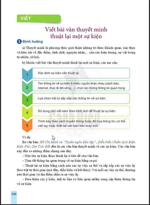 Soạn Ngữ văn 6 Cánh diều tập 1 Bài 5: Viết & Nói và nghe Thuyết minh về sự kiện lịch sử (trang 100-103)