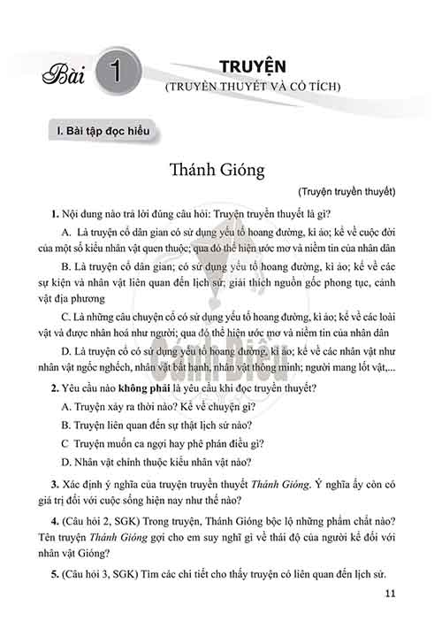 Truyện (Truyền thuyết và cổ tích) (Trang 11 đến 17) SBT Ngữ văn lớp 6 Cánh diều tập 1