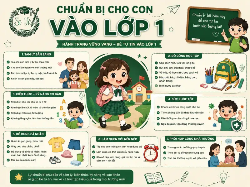 Chuẩn bị cho con vào lớp 1 cần những gì
